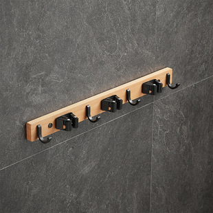Wholesale solid wood wall-mounted strong buckle mop clip mop broom wall creative wooden storage rack supply