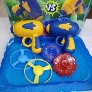 Children's Internet Celebrator Gyro Gun Toy Rotating Luminous Pair Fighting Plate Launcher New Style Bamboo Dragonfly Pistol for Boys and Girls