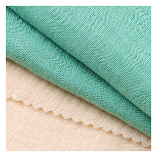 Pure cotton double-layer wrinkled cloth double-layer gauze cotton fabric plain baby children's shirt women's clothing fabric wholesale