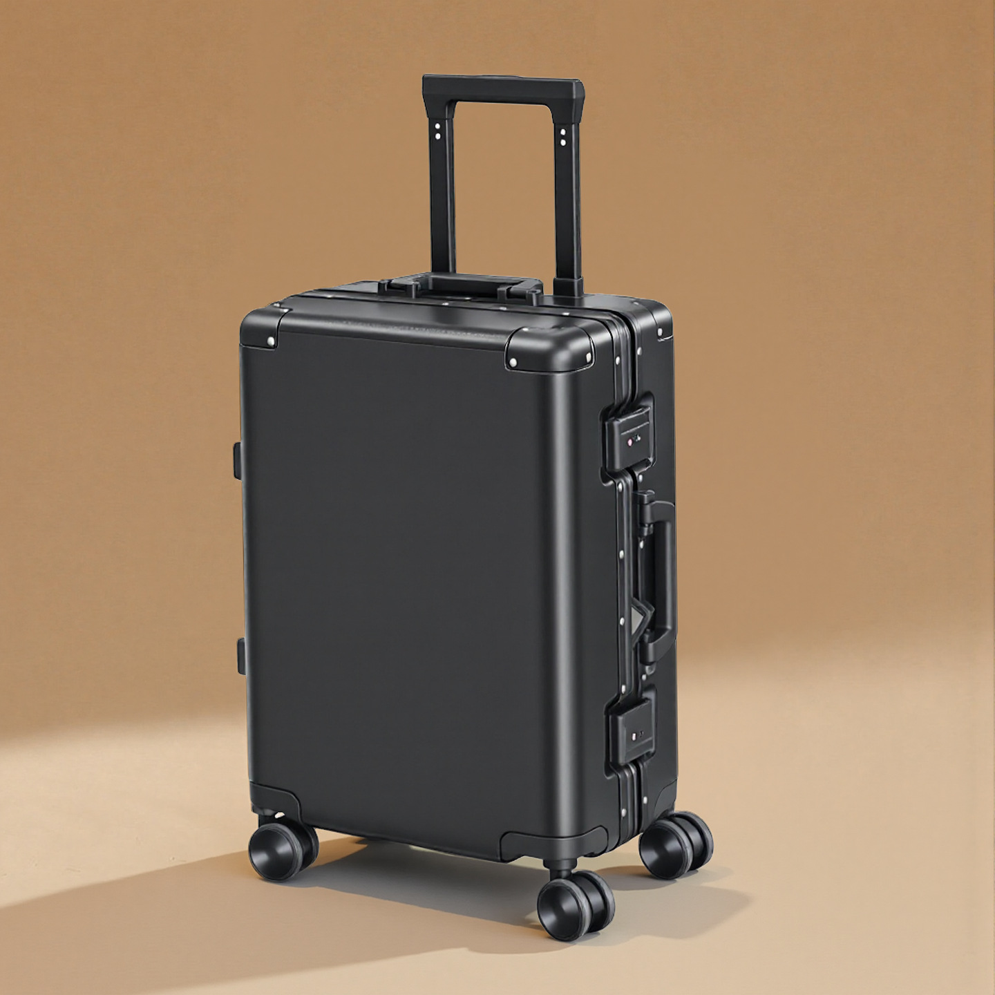 Black Men's and Women's Flat Suitcase Multifunctional 20inch Trolley Aluminum Frame Double Closed Lining 26inch Anti-Collision Corners