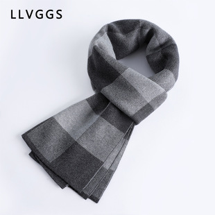 New men's cashmere scarf 2024 Winter warm thickened jacquard Plaid all-match scarf men's factory wholesale