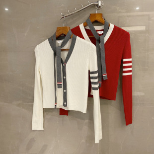 THOM BRASSY 9357 Small Cardigan with Pit Strip