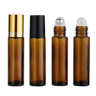 Factory supply 10ml brown rolling bead bottle perfume eye cream walking bead bottle essence oil bottle brown glass bottle divided into bottles
