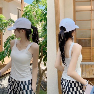 Autumn and Winter Lace Sanding Sling Warm Vest Women's Outer Wear with Chest Pad Beautiful Back Heating Slim-fit Inner Wear Thermal Underwear