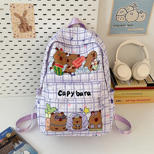 Cross-border New Backpack Cute Printed Cartoon Large Capacity Schoolbag Fashionable Boys and Girls Students Lightweight Bag