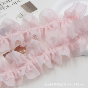 5cm WhiTe Double Layer Chiffon PleaTed Lace STereo PleaTed Organza SkirT diy Handmade MaTerial T212