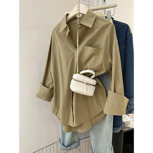 Blue Shirt Women's Spring and Autumn 2025 New Design Sense Niche Casual Loose Stacked Long Sleeve Shirt Coat Top