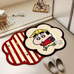 Cartoon Crayon Xiaoxin Diatom Mud Bathroom Absorbent Non-slip Foot Mat Bathroom Special-shaped Floor Mat Entry Door Mat Cross-border