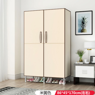 Open-Door Wardrobe for Home Use with Thickened Steel Pipes, Dustproof Simple Fabric Wardrobe for Single or Double Rooms in Rental Housing