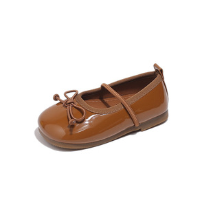 Children's Library Rabbit Girls' Korean-style Mary Jane Slip-on Leather Shoes 2024 Spring and Autumn New Soft Bottom Bow Small Leather Shoes