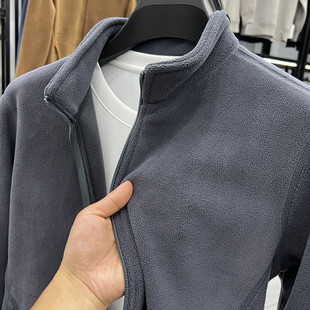 Autumn and Winter Olympic Velvet Jacket Men's Vertical Collar Zipper Cardigan Men's Thickened Sweater Warm Polar Velvet Solid Color Jacket