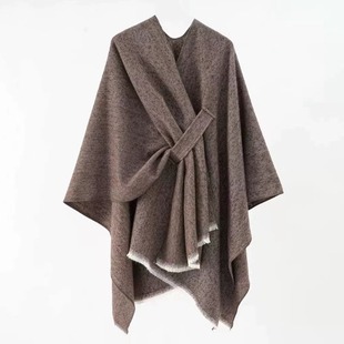 Early spring plus bar split cashmere shawl European and American solid color Spring Design foreign trade dune waste soil style cape shawl