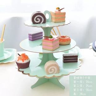 Amazon Cross-border Direct Supply Paper Bronzing Cake Rack Birthday Party Dessert Table Decoration Three-layer Dim Sum Cake Rack