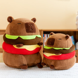 Hamburger Capybara Doll Pillow Cautable Capibala Large Doll Plush Toy Grab Machine Doll Birthday Gift