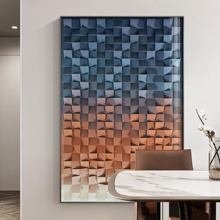 Multi-dimensional space modern simple abstract porch decorative painting three-dimensional blue floor painting aisle vertical hanging painting