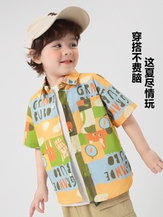 Boys Cotton Short-sleeved T-shirt Shirt Summer 2025 New Children's Clothing Children's Baby Children's Shirt Jacket Summer Clothes