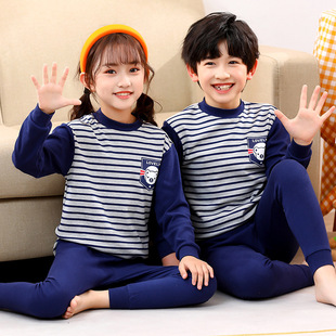Autumn and Winter Children's Cotton Sweater Underwear suit Children's Cotton Mid-collar Autumn Clothes Autumn Trousers for Boys and Girls Home Clothes Pajamas