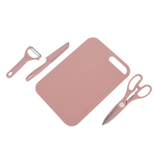 Plastic cutting board suit kitchen chopping board chopping board paring knife fruit knife scissors outdoor portable three-piece set