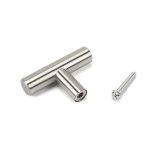 Factory wholesale T-type stainless steel handle simple cabinet wardrobe door handle wooden furniture drawer handle single hole hardware