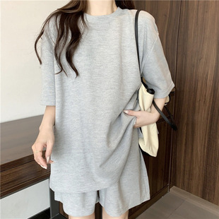 Saltable Sweet suit Women's Summer New Fashionable Loose Stylish Solid Color Student Couple Sports Shorts Two-piece Set