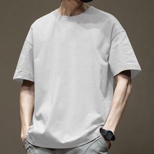 Pure Cotton Heavy Weight Plus Large Size Short-sleeved T-shirt Men's Xinjiang Pure Cotton Fashion Brand Casual Summer Fashion Trend Burn Sand