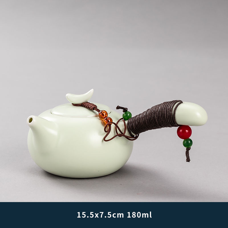 ✅ Single Teapot Large and Small Household Purple Sand Ceramic Kung Fu Tea Set Teapot Heat-Resistant Glass Flower Teapot