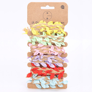 More than in stock specifications decorative hemp rope kindergarten creative diy6 slot handmade green leaf hemp rope gold silk color strip decorative rope