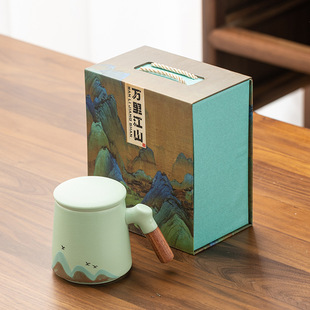 Guochao Ceramic Office Cup Water Cup Wanli Jiangshan Hand-painted Tea Cup Tea Separation Filter Tea Cup Gift Cup
