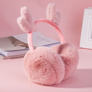 Winter antler earmuffs wholesale warm earmuffs cartoon Christmas foldable fleece-lined thick ear protection enlightenment bag in stock