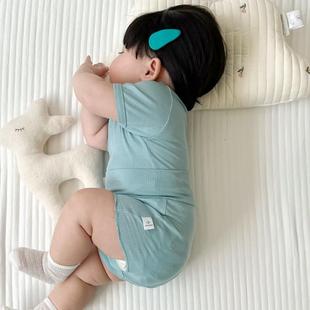 Ins Baby Pajamas Summer Thin Baby suit Ice Silk Model Cotton Air-conditioning Clothing Belly Protection Children's Home Clothes