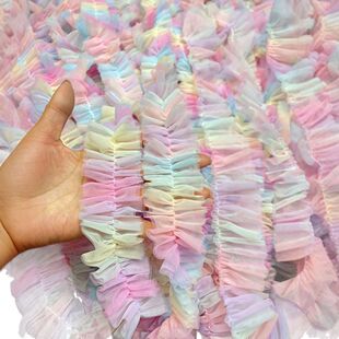 5cm Wide Macaron Rainbow Double-Layer Mesh Shaped Encryption Shaped Puffy Mesh Shaped Mesh Excipients