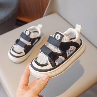Girls' Sandals 2025 Summer Hollow-out Mesh Toe Sandals for Boys Korean Style Mid-Big Children's Sports Casual Shoes