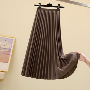 High Waist Pleated Skirt Women's Spring and Autumn New Korean Style Slimming Mid-length A- line Skirt Draped Loose Large Swing Skirt