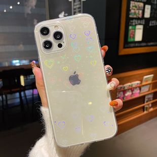 Для iPhone15Promax красочный чехол для телефона любви все-в-одном Apple 13 лазерная бабочка цветок защитный чехол