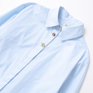 ZARZ Homemade European and American Style New Women's Classic Fashion All-match Western Style Stitching Poplin Shirt