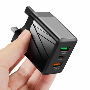 Standard 45W Dual USB QC3.0 + PD25W mobile phone fast charging charger European standard American standard British standard adapter wholesale