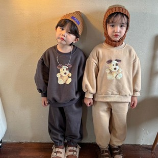 Children's autumn and winter clothing thick suit fleece-lined boys and girls sports sweater 2025 new spring and autumn baby casual clothes