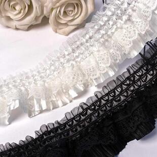 3 pieces wholesale, new wide stretch lace garment accessories diy hand-made accessories pleated ribbon