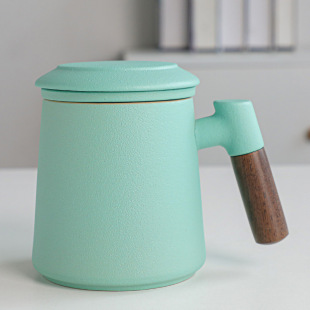 Ceramic office tea separation Cup stoneware filter tea cup Zen style with lid personal tea cup with hand gift