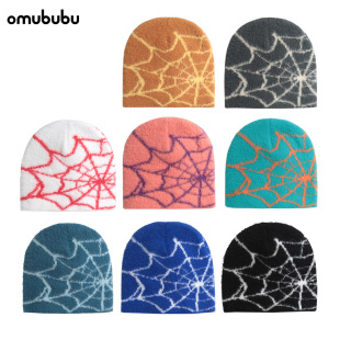 Cross-border Amazon for knitted hats European and American hats trendy foreign trade pullover caps spider web jacquard unisex