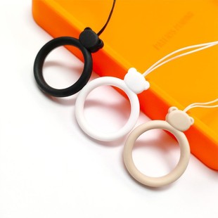 Silicone ring lanyard bear cartoon liquid mobile phone lanyard keychain pendant earphone case U disk silicone pendant