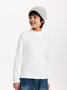 DK children's clothing 24 autumn and winter girls and boys half high collar warm sanding base shirt children's casual long sleeve T-shirt top