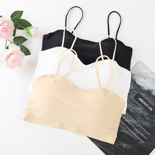 Ice Silk sling beauty back seamless base with chest pad wrapped chest vest push up one tube top underwear anti-exposure ladies