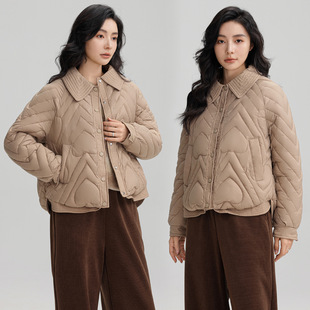 Foreign Trade Personalized Polo Collar Cotton-padded Jacket Women's Short 2024 Autumn and Winter New Western Style Little Man Design Sense Cotton-padded Jacket