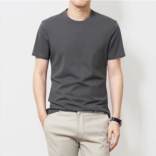 Men's Short-sleeved T-shirt 2024 New Summer White Crewneck Simple Solid Color Slim-fit T-shirt Half-sleeved Base Top