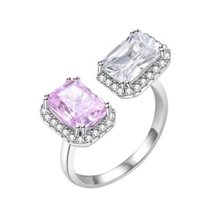 S925 Sterling Silver Ice Flower Cutting High-grade Inlay Ring Women's Fashion Simple All-match Ring Opening Adjustable Wholesale