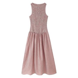 Amazon 2025 Spring New Products European and American Cross-border Women's Clothing Temperament Fashion Sleeveless Plaid Midi dress Women