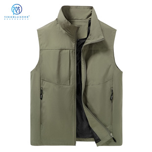 Exhibition Vest Spring and Summer Outdoor Tooling Multi-Pocket Waistcoat Customized Student Union Work Clothes Vest Printing LOGO
