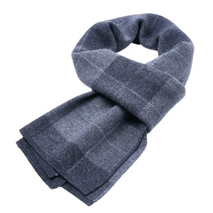 100 Pure Wool Plaid Scarf Men's Autumn and Winter Korean Style All-match Warm Thickened High-grade Men's Knitted Scarf