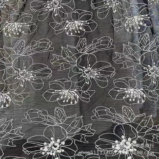 Factory Direct sales ancient style chiffon Begonia flower embroidery lace embroidered cloth dress foreign trade fabric